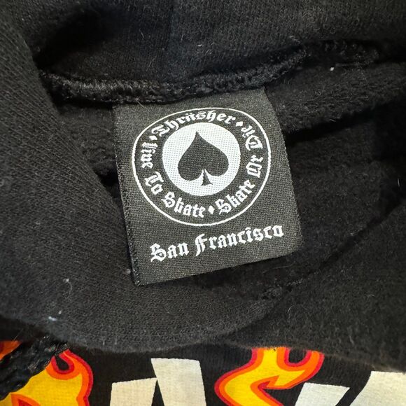 Thrasher Magazine Skater Flame Logo Black Pullover Hoodie Mens Size Medium - Picture 3 of 6